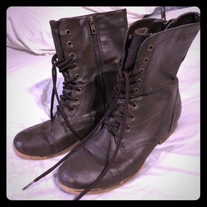 Brown combat boots